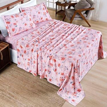 Imagem de Jogo De Lençol Benim Queen 4 Peças Micropercal 400 Fios Estampado - Flora Rosa - 100% Poliéster