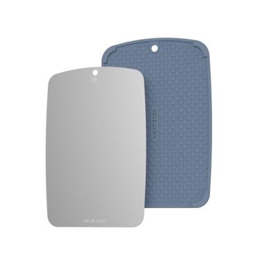Imagem de Tábua de corte dupla face de titânio puro com almofada antiderrapante – higiênica, à prova de deformação, pode ser lavada na lava-louças para cozinha e área externa, 29 x 20 cm