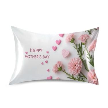Imagem de Wassud Feliz Dia das Mães Cravos Fronha de Cetim para Cabelo e Pele Fronhas de Seda Lisa King Size Capas de Almofada Respiráveis com Fecho de Envelope