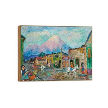 Imagem de BMZFYBS David Burliuk famosas impressões em tela de arte de parede prontas para pendurar Amecameca México. Pintura de moldura de madeira para decoração de sala de estar 50 x 65 cm 20 x 26 pol