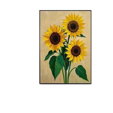 Imagem de Quadros Decorativos kit 3 girassol pintura decorativa simples e fresca para sala de estar e quarto Quadros e Obras de Arte(girassol-1pcs,30x50cm)