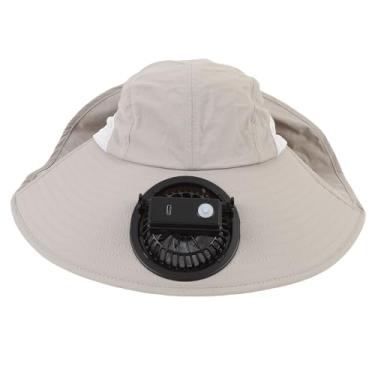 Imagem de Hyuduo Chapéu Solar Recarregável USB Com Chapéu de Resfriamento Largo de Ventilador Com Velocidade de Ajustável Ventilador Embutido para Proteção Solar Ao Ar Livre