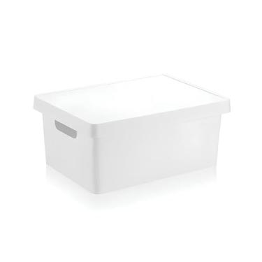 Imagem de Caixa Organizadora 10 Litros Cesto com Tampa - Branca Prático e Funcional para Uso Diário