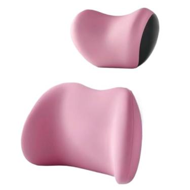 Imagem de Conjunto De Almofada Para Cabeça E Lombar Veicular Apoio Cadeira Banco Carro Espuma De Memória(Rosa)