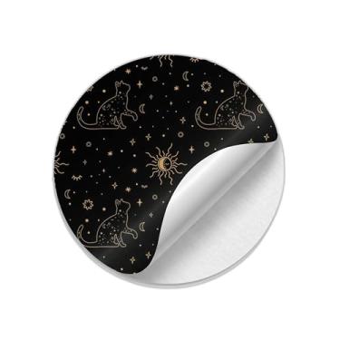 Imagem de Ladrilho Decorativo de Cerâmica Estampa Gato Celestial Com Estrelas e Lua