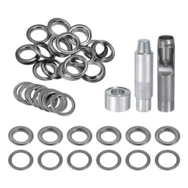 Imagem de HARFINGTON Kit de ferramentas de ilhós, 20 mm, conjunto de ilhós de cobre com furo vazado, ferramentas de fixação de ilhós para roupas cinto de tecido de couro, preto