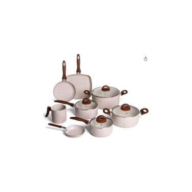 Imagem de Jogo de Panelas em Alumínio, 4 Peças, Vanilla, Revestimento Cerâmico, Cabos Baquelite, Caçarola 20cm, Frigideira 20cm, Fervedor 12cm, Panela 18cm, Tampa de Vidro