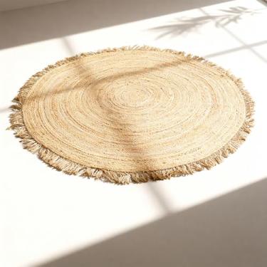 Imagem de FURNISHFUL FINESSE Tapete redondo de juta tecido à mão, - Tapetes de área de entrada boho naturais e reversíveis para cozinha, sala de estar, casa de fazenda, interior e exterior, tapete decorativo