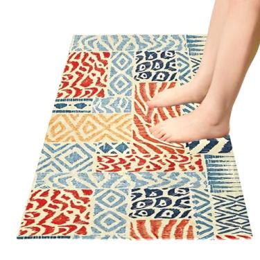 Imagem de TSENQUE Tapete de banheiro de coleção de patchwork, tapetes de cozinha, tapete de porta interno moderno, antiderrapante, tapetes absorventes para banheiro, sala de estar, decoração de casa, 99 x 50 cm