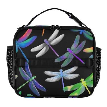 Imagem de Joisal Lancheira multicolorida de libélulas de desenho animado para mulheres, meninas, lancheira masculina e infantil, lancheira para trabalho, bolsa térmica para adultos