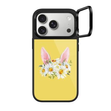 Imagem de CASETiFY Capa Glaze Ring Stand para iPhone 17 Pro [suporte/1,5 m. 1X proteção contra quedas de grau militar/compatível com Magsafe] - Coelho floral - preta