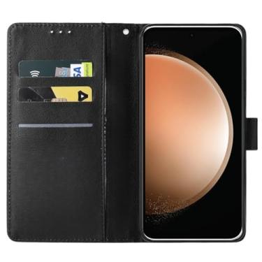 Imagem de Capa Carteira Flip Premium em Couro Sintético para Samsung Galaxy S23 Plus, Proteção Completa, Suporte Integrado, Compartimentos para Cartões, Preto
