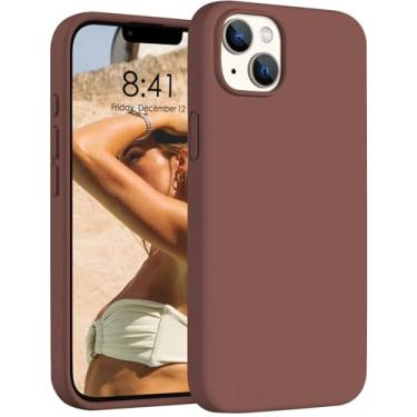 Imagem de Capa de silicone para iPhone 14 leve, acabamento fosco liso selim marrom