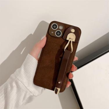 Imagem de IRTGFG Capa de couro luxuosa com alça de pulso e textura de esponja para iPhone 16 Pro Max, capa traseira à prova de choque (para iPhone 16 Pro Max/3)