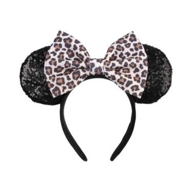 Imagem de Tiara Grande De 7 Polegadas Disney Mickey Minnie Com Laço De Lantejoul