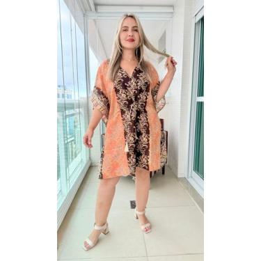 Imagem de Bata Kaftan Indiana Plus Size - Cod. 072 - Aleci Fashion, Marrom, Unic
