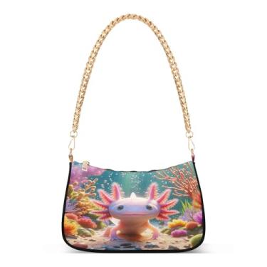 Imagem de Linda bolsa de ombro com corrente rosa Salamandrid, bolsa feminina Hobo, bolsa média moderna para uso diário e festa