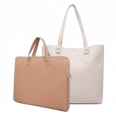 Imagem de Bolsa Para Laptop — Um Kit PráTico Para Proteger Seu Laptop(Pasta Nude + Sacola Marfim)