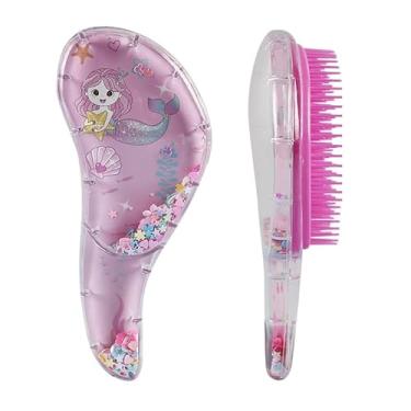 Imagem de Escova desembaraçadora, escovas de cabelo desembaraçadoras para mulheres e homens, escova de cabelo cacheado suave com acabamento brilhante e brilhante, cerdas rosa macias para pentear o cabelo suave