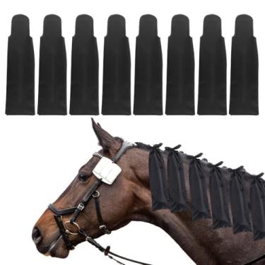 Imagem de AHANDMAKER 8 peças de sacos de cauda de crina de cavalo para cavalos capa de crina de poliéster preto durável suprimentos de cuidados para show treinamento decoração de Natal de Ação de Graças 9,9 cm
