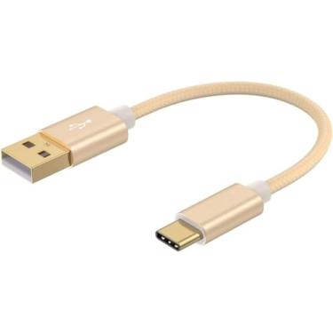 Imagem de Cabo curto USB A para USB C de 6 polegadas, trançado USB C para USB A, carregamento rápido, cabo de dados tipo C para Power Bank, Galaxy S22, iPad Pro, iPhone 15/16, Android Auto/celular, CarPlay