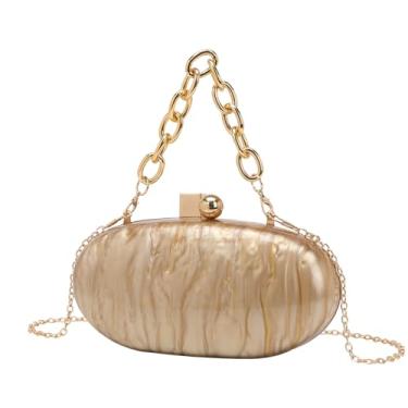 Imagem de KKFAUS Bolsas femininas de acrílico, bolsas mensageiro de ombro, bolsas de telefone, Dourado, 21.5x8x10.5cm