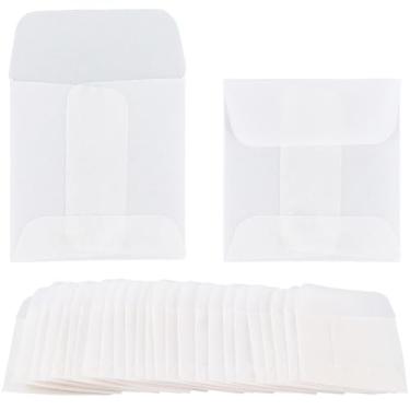 Imagem de SOFPLATE 1 caixa 100 peças de sacos de papel de vidro pequenos sacos de papel de cera 4 x 4 cm Envelopes brancos de vidro envelopes de cera semitransparentes para projetos de artesanato de doces de