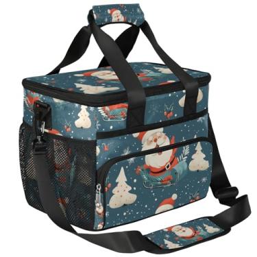 Imagem de Mochila de piquenique com isolamento de Papai Noel com trenó, lancheira para mulheres, homens, cesta de piquenique, lancheira portátil para piquenique, praia, trabalho, viagem, escritório, acampamento