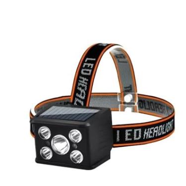 Imagem de Lanterna de Cabeça LED Recarregável USB e Luz Solar Potente Farol Trabalho Ciclismo, Pesca, Caminhada, Resistente à Água