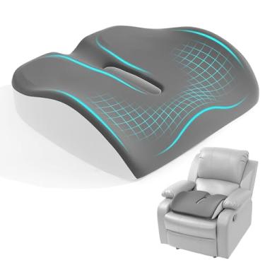 Imagem de ROYALAY Almofadas reclináveis ergonômicas para idosos, almofadas reclináveis de espuma viscoelástica para ficar sentado por muito tempo, almofada de assento de cadeira para dor nas costas com capa