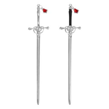 Imagem de PATIKIL 2 peças de marcadores de livro de espada, espada de fantasia, alfinetes de cabelo, marcadores de livro de metal vintage, borlas com pedras preciosas e alça para agenda, amantes de livros