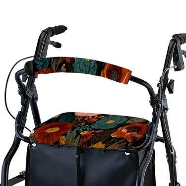 Imagem de Conjunto de capa de assento e encosto de rollator – Acessórios removíveis e laváveis para idosos – Acessório de andador elegante para idosos – Padrões ajustáveis