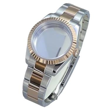 Imagem de FEIYASHI Caixa de relógio masculina à prova d'água de aço inoxidável ouro rosa de 36/39 mm para movimento NH35/34/36/38 Miyota8215, Tampa inferior de vidro 2, 36mm+For Miyota8215 8205 Movement, Caixa