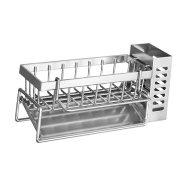Imagem de WeiLaiKeQi Organizador de ralo de pia de cozinha com suporte para pauzinhos, utensílio de cozinha à ferrugem, suporte para esponja e robusto