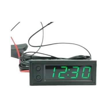 Imagem de Termômetro Digital 3 Em 1 12V Para Veículos, Voltímetro, Relógio, Medi