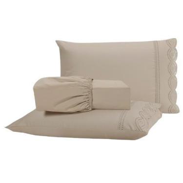 Imagem de Kit Roupa De Cama Jogo de Lençol Casal Padrão 03 Peças 400 Fios Microp