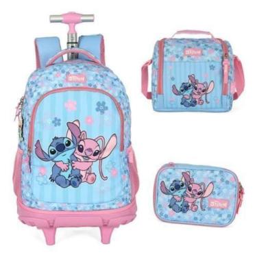 Imagem de Kit Mochila Com Rodinhas Escolar Stitch E Angel - Luxcel