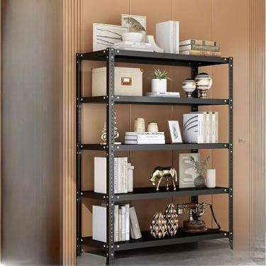 Imagem de Rack de Armazenamento em Aço com Prateleiras Ajustáveis Estante Multifuncional para Organização(Preto 5 Divisórias 80 * 30 * 180cm)