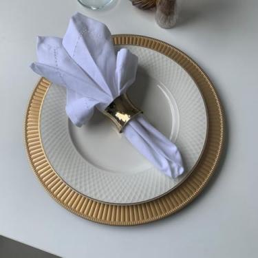 Imagem de 6 Sousplat Redondo Alto Padrão Lux Plastico Rigid Nz Fio Vr (OURO Dourado Amarelo - Kit Mesa Posta)