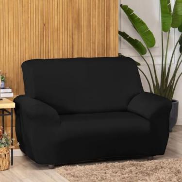Imagem de 1 Unidade De Capa de Sofá Coladinha Com Costura Reforçada Para 1, 2 ou 3 Lugares De Malha Gel Grossa (Preto,1 Lugar)