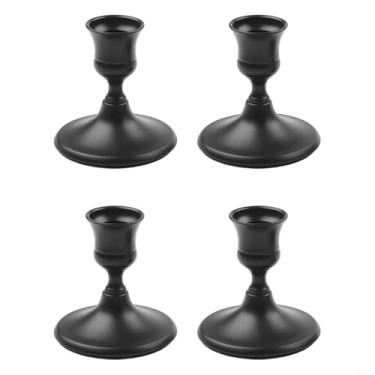 Imagem de Castiçais vintage cônico conjunto de peça central 4, 8 e 12 castiçais de ferro sofisticados altos decorativos para mesa, festa de casamento, jantar em casa (pacote com 4)