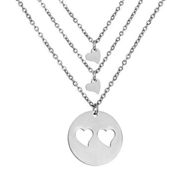 Imagem de Conjunto de colares combinando para mãe, filha, coração, irmãs, mãe, filhas, presente para dia das mães, One Size, Metal, Sem Pedra Preciosa