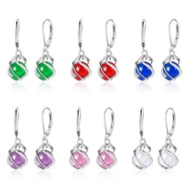 Imagem de Kesaplan Brincos pendentes femininos modernos de cristal enjaulado leves e coloridos brincos de pedras preciosas brincos de cura de gota joias presentes para mulheres, dia das mães, Natal, festa de