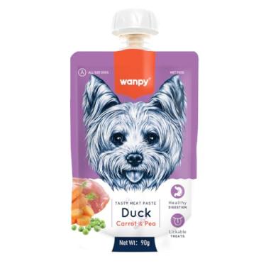 Imagem de Petisco para Cães Wanpy Sachê Creamy Cremoso Pato, Cenoura e Ervilha 90g Natural, Rico em Proteínas e Vitaminas Sem Conservantes Truly