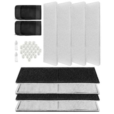 Imagem de TADYAO 15 meios de filtro de manutenção de aquário adequados para filtro subaquático Fluval U4 A480, inclui 4 esponjas e 4 cartuchos de carbono de poli 1 saco de anéis de cerâmica, 4 sacos de malha
