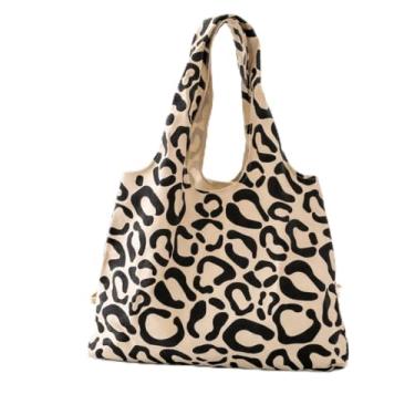 Imagem de Bolsa de mão feminina, estilo coreano, lona, ombro, bolsa de mão casual de grande capacidade para compras, Preto
