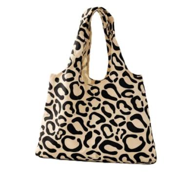 Imagem de Sacola feminina de lona, inspirada na Coreia, bolsa de compras casual leve de grande capacidade, Preto