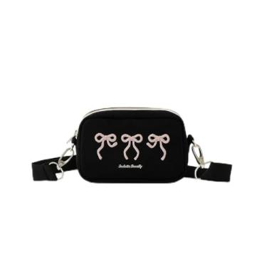 Imagem de Bolsa de ombro bordada, bolsa transversal delicada com detalhes femininos, bolsa pequena feminina, Preto, Medium