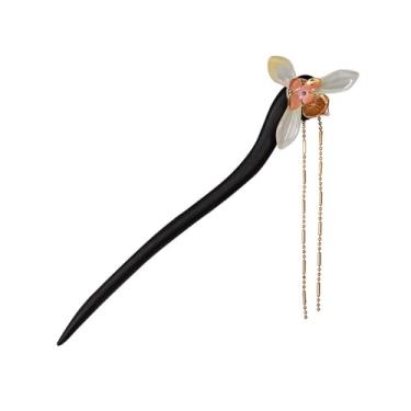 Imagem de Agulhas de Cabelo Chinesas com Pedra, Acessórios de Cabelo de Ebênia, Feitos à Mão,Grampos de Cabelo,Chapéus de Madeira para Mulheres,Joias de Cabelo (H)