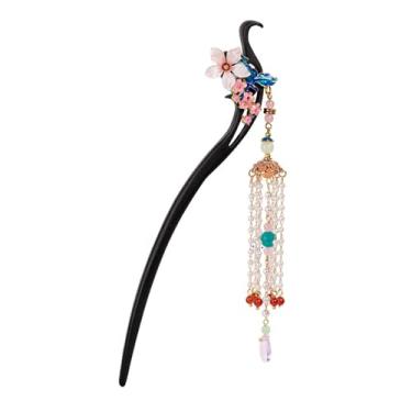 Imagem de Agulhas de Cabelo Chinesas com Pedra, Acessórios de Cabelo de Ebênia, Feitos à Mão,Grampos de Cabelo,Chapéus de Madeira para Mulheres,Joias de Cabelo (E)